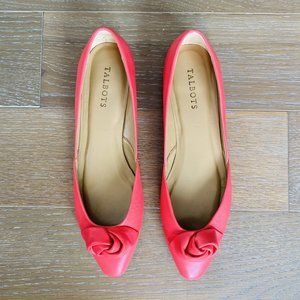 Talbots Rose Bow Leather Flats | Pink | 9.5M